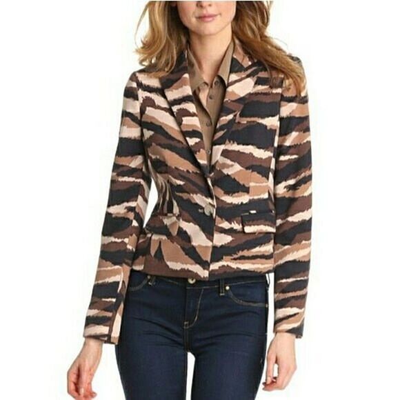 New! ANNE KLEIN Women's Animal Print Ponte Knit Blazer Jacket Size 2